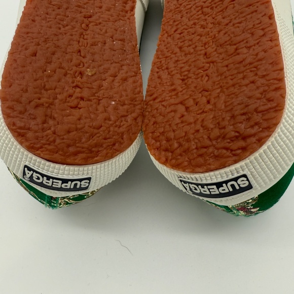 Superga Women’s 11 Green Red Fuchsia  Gold Floral Brocade Sneakers NWOT - Picture 13 of 14